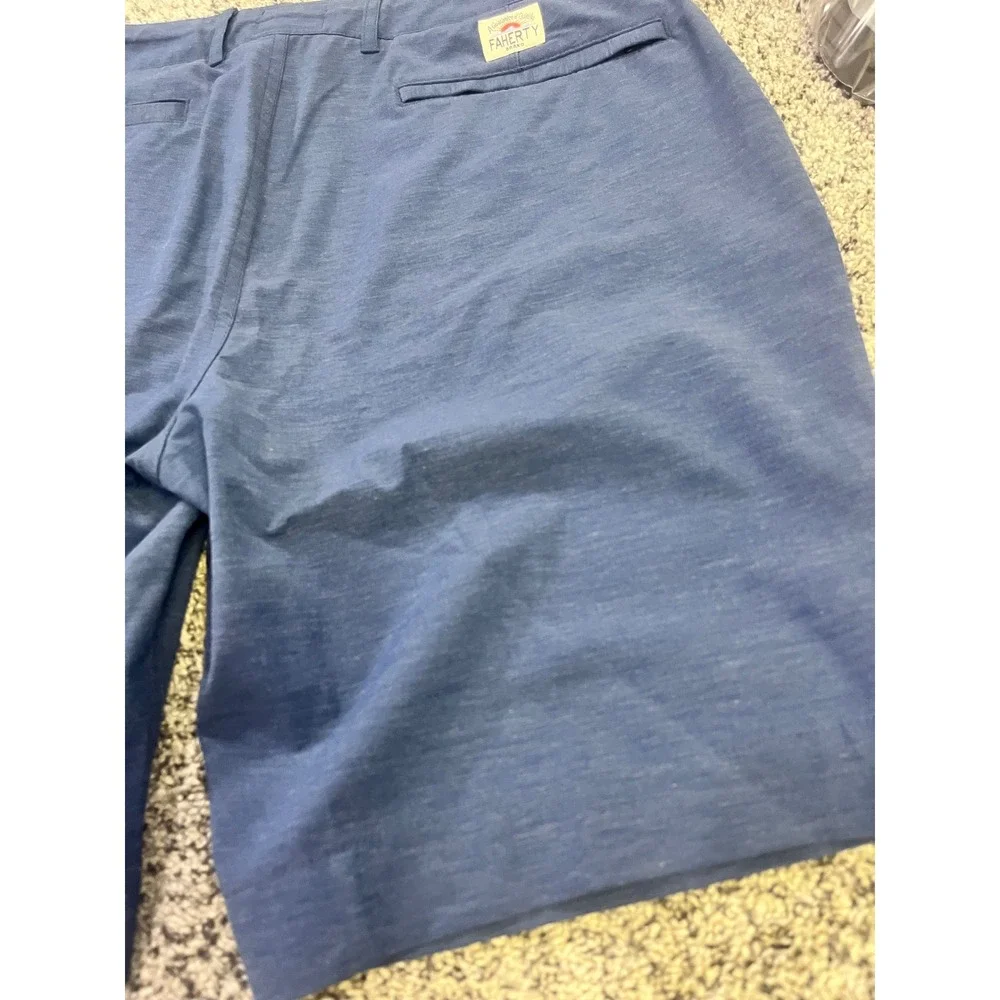 Faherty All Day Shorts Mens 33 Blue Stretch Hybrid Casual Shorts 9